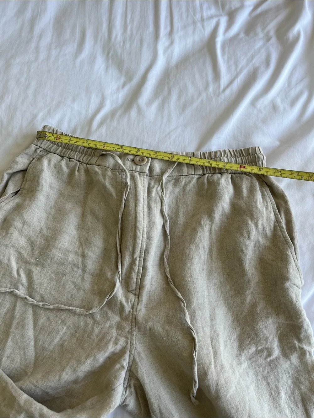 Cos Linen Drawstring Wide-Leg Pants — Beige/Tan size 8